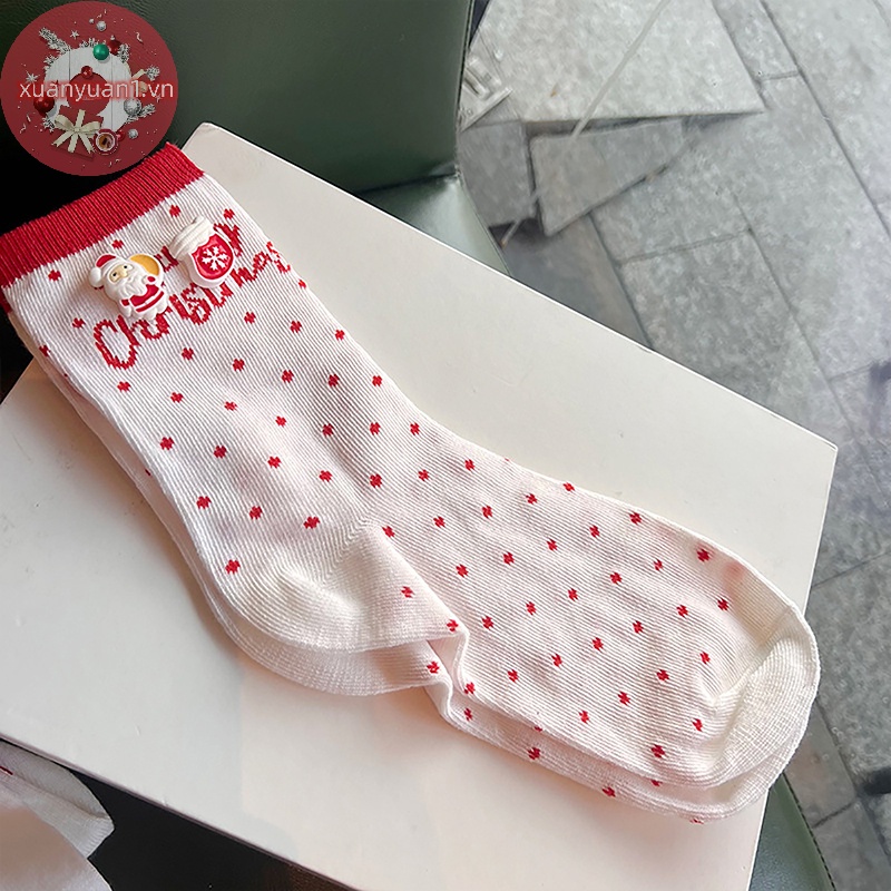 1 Đôi Tất cotton Dày Hoạ Tiết Giáng Sinh Dễ Thương Cho Nam Và Nữ