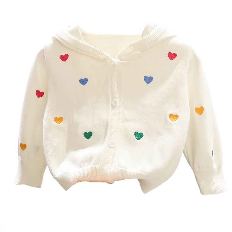 Áo Khoác cardigan Len Dệt Kim Có Mũ Trùm Thời Trang Mùa Thu Cho Bé Gái 3 Tuổi