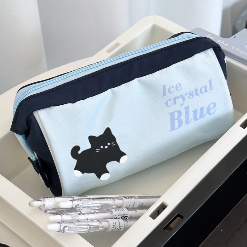 Hoạt Hình Túi Đựng Bút Chì / Đồ Trang Điểm Sức Chứa Lớn Hình Mèo Đen Dễ Thương Cho Học Sinh