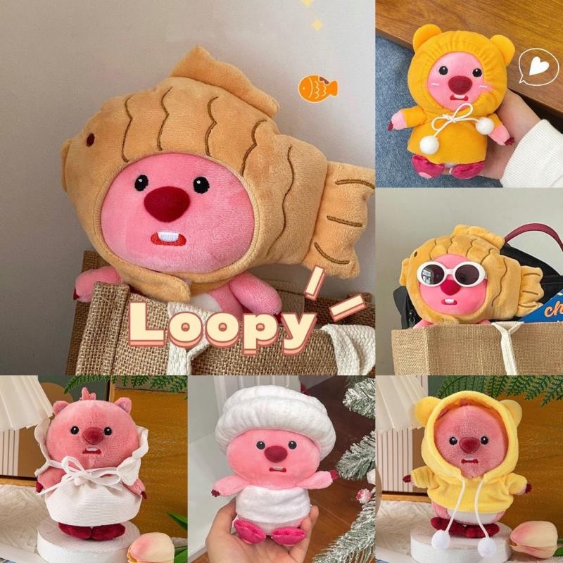 🔥Phong Cách Mới🔥Phim hoạt hình Hàn Quốc Pororo Loopy Móc khóa búp bê nhồi bông dễ thương màu hồng hoạt hình hải ly