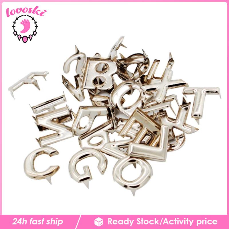 Set 26 Đinh Tán Kim Loại Hình Chữ Cái Dùng Để Trang Trí Đồ Da / Mũ / Túi Xách