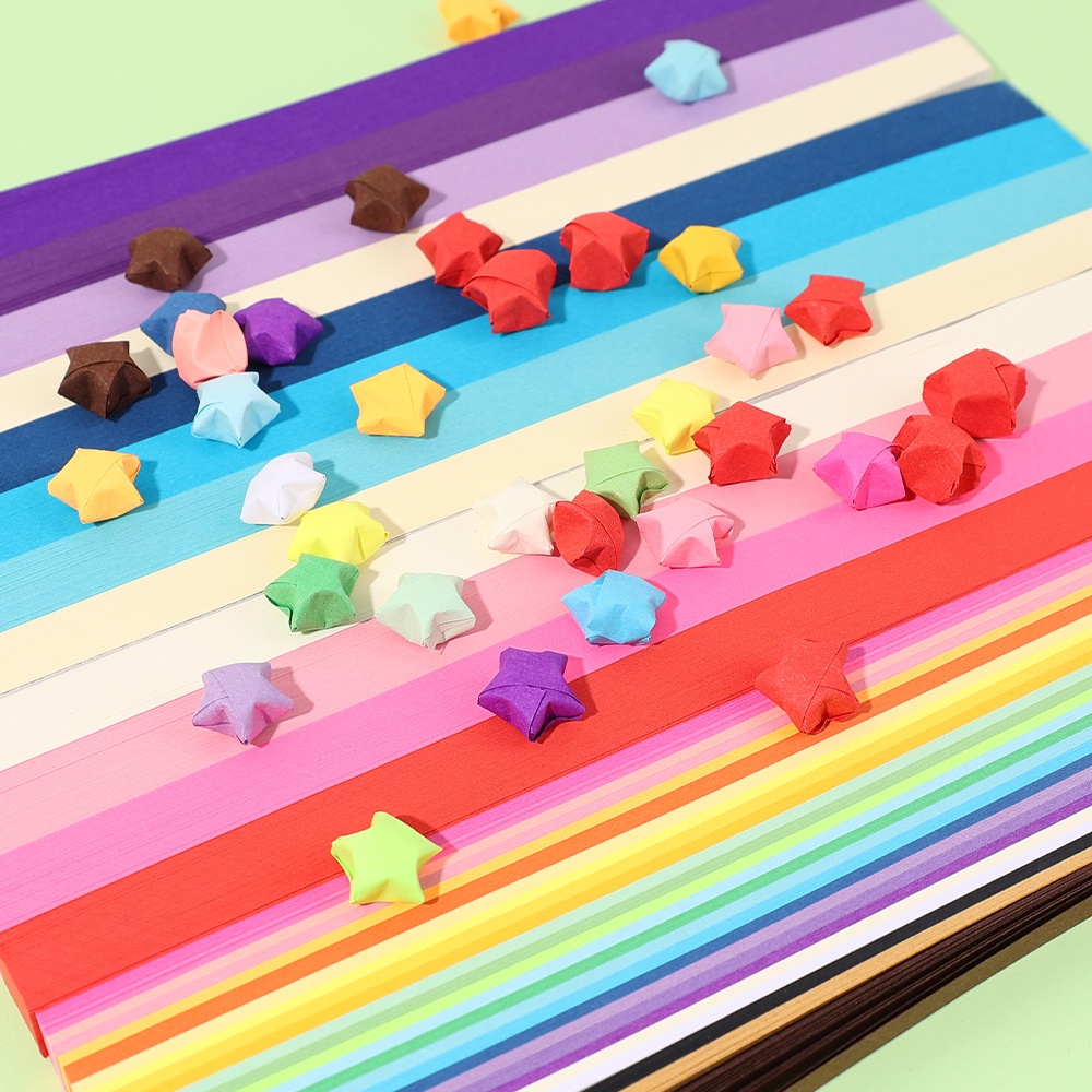 Bộ 540 Tờ Giấy Gấp Sao origami Hai Mặt Nhiều Màu Sắc Dùng Làm Quà Tặng Cho Ngày Nhà Giáo