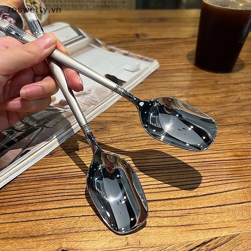Muỗng Cà Phê / Ăn Tráng Miệng Bằng Thép Không Gỉ Với Tay Cầm Dài Sáng Tạo vn