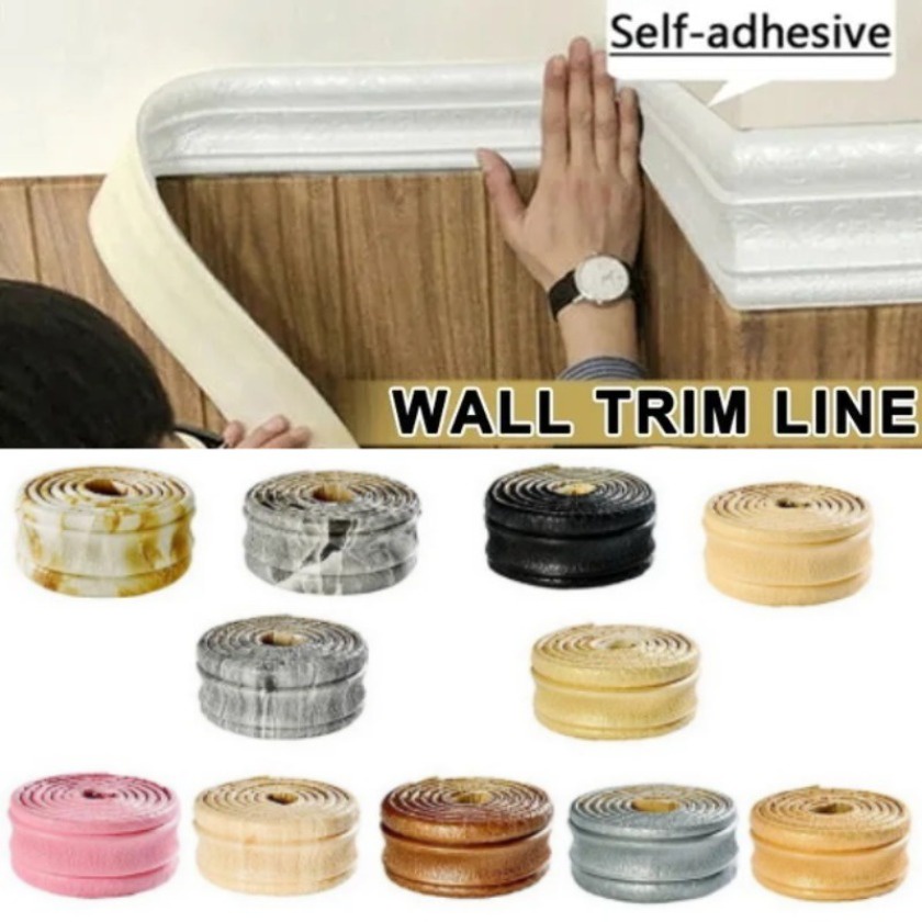 Chống Ẩm 230cm Họa Tiết 3D Miếng Dán Tường Viền Đường Váy Trang Trí Biên Giới Tự Dính Giấy Dán Tường Hộ Gia Đình Chống Thấm Nước Dán Tường Biên Giới