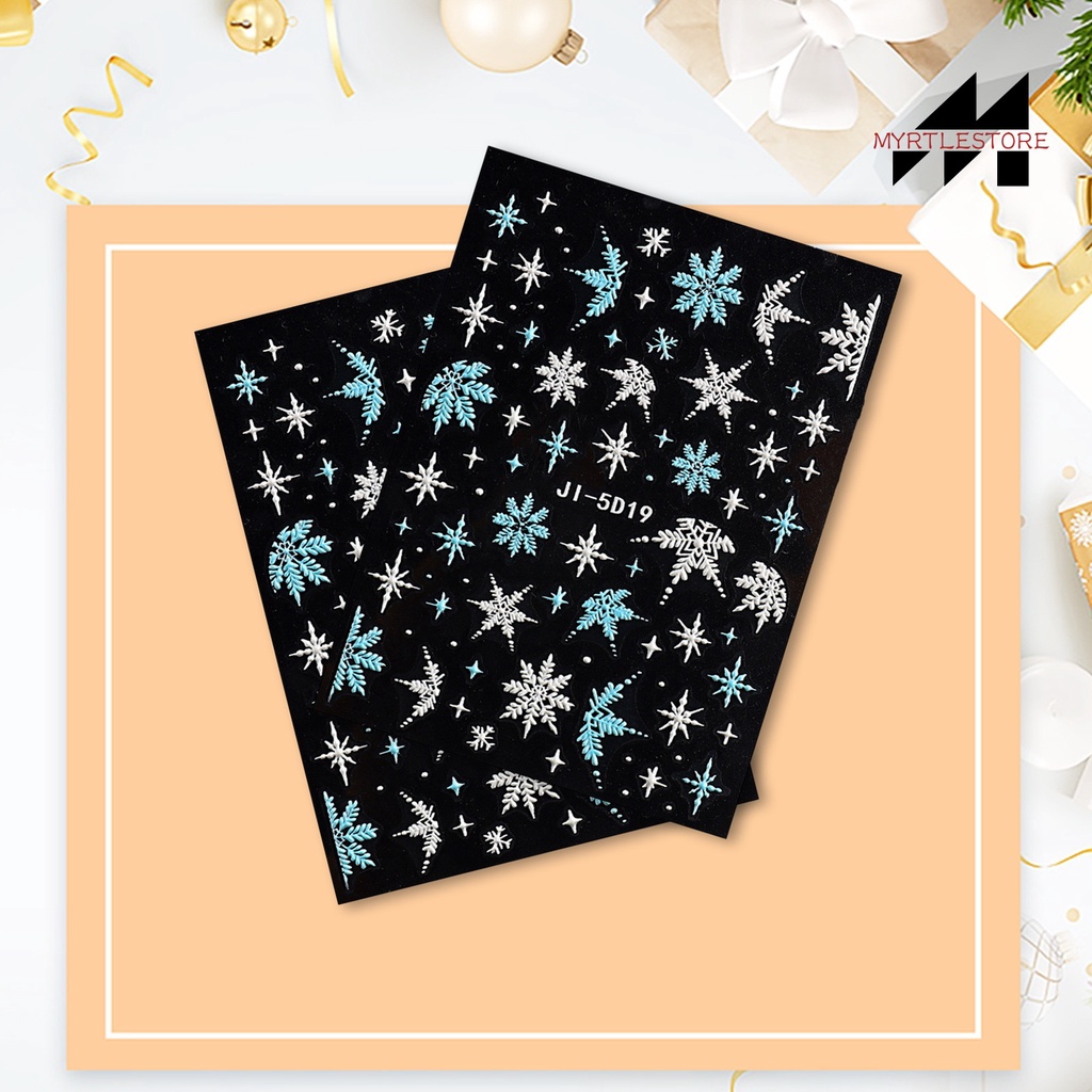 Myrtlestore Nhãn Dán Móng Tay 5d Hình Bông Tuyết Giáng Sinh Dễ Thương Lâu Trôi Dễ Sử Dụng Cho Nữ Và Phụ Nữ