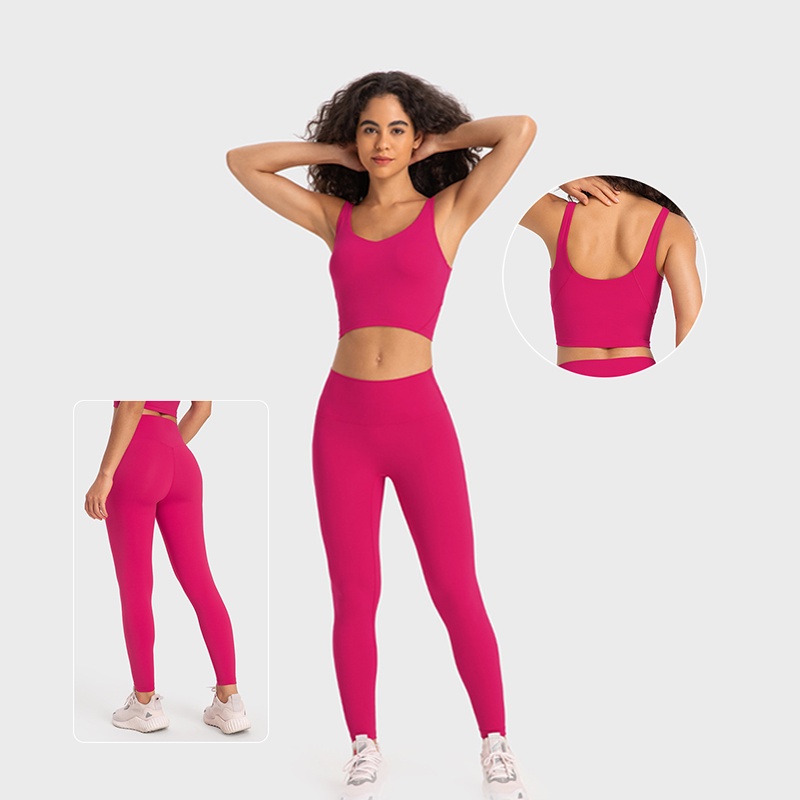 Set Áo Ngực Thể Thao & Quần Legging Tập Yoga & Chạy Bộ Lưng Cao