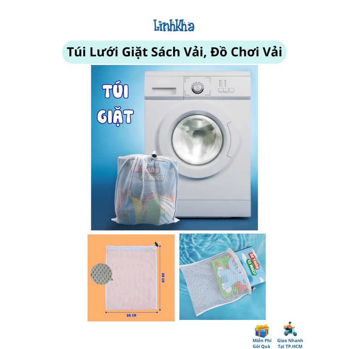 Túi Lưới Giặt Sách Vải, Đồ Chơi Và Đồ Dùng Cho Bé - Loại Rút Mềm Kích Thước 26 x 30 cm - Pipovietnam