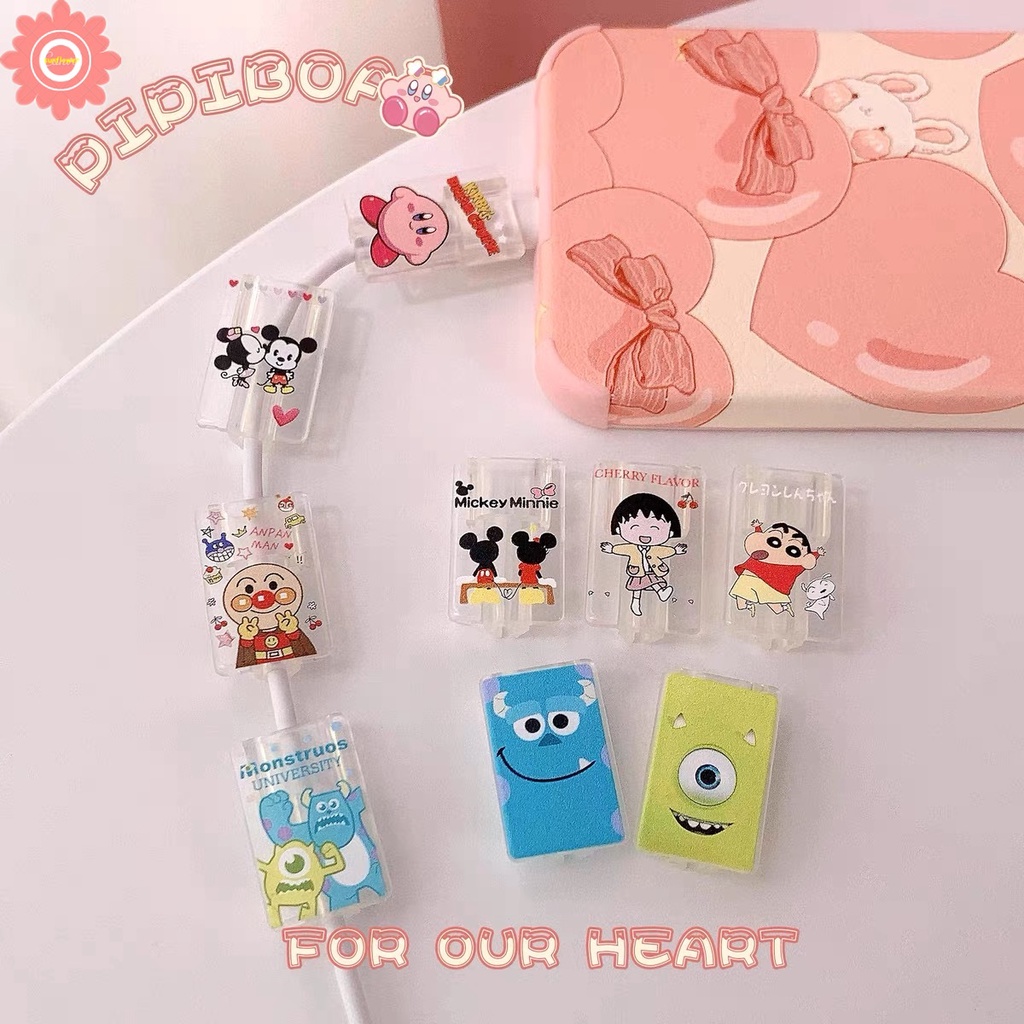 DISNEY 1 Phụ Kiện Bảo Vệ Dây Cáp Sạc Hình Nhân Vật Hoạt Hình Đáng Yêu Ốp