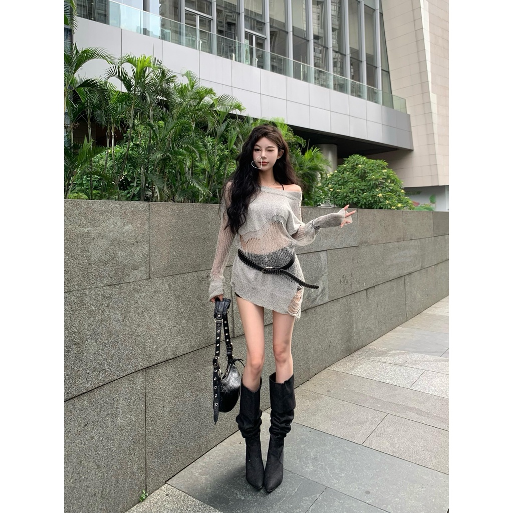 Áo Len Dệt Kim Tay Dài Cổ Tròn Màu Trơn Thời Trang Mùa Thu Dành Cho Nữ 3n