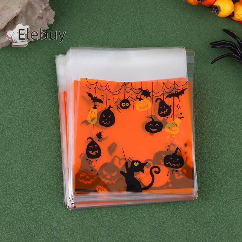 Set 100 Túi Nhựa Đựng Bánh Kẹo Tự Dính Trang Trí halloween
