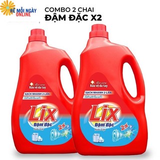 Combo 2 Can Nước giặt Lix 3,6kg/can Đậm đặc dành cho giặt tay và giặt máy -Hàng chính hãng công ty