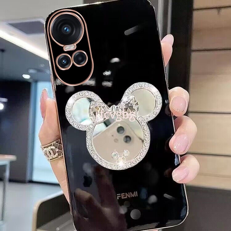 Ốp Điện Thoại Silicon Dẻo Gắn Gương Hình minnie Sang Trọng Cho oppo reno 10 5g oppo reno reno 10 pro 5g oppo reno 10 pro +