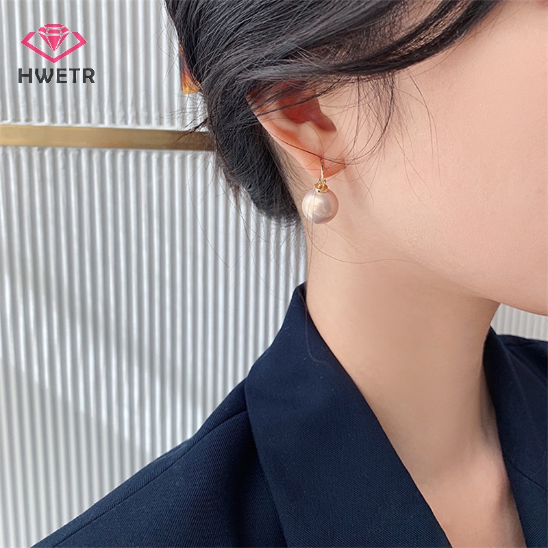 Đôi bông tai HWETR hình hoa đính ngọc trai nhân tạo thời trang mới