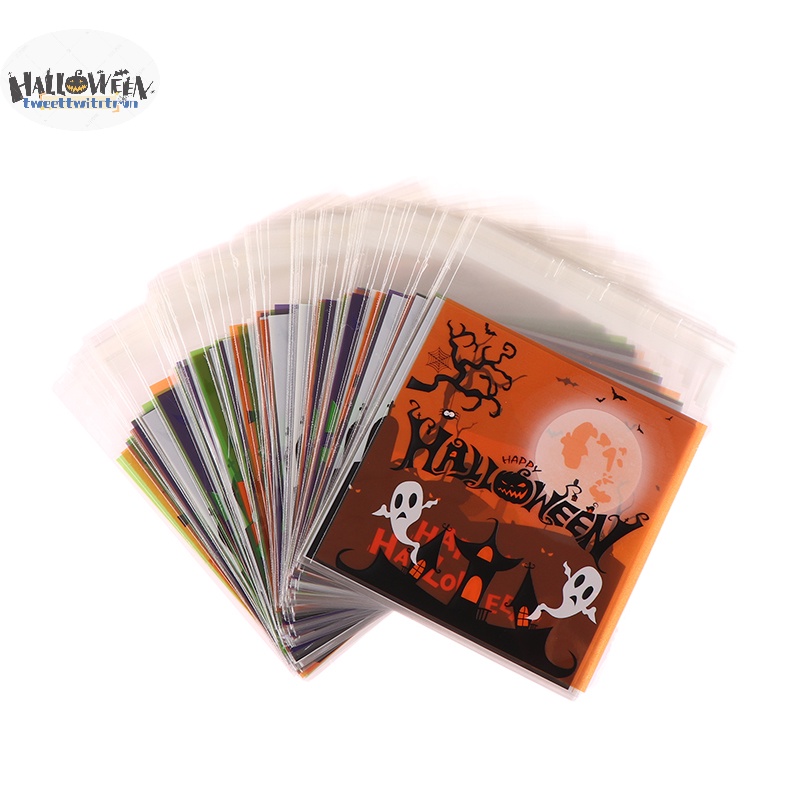 Tri Set 100 Túi Nhựa Đựng Kẹo / Bánh Quy Trang Trí halloween