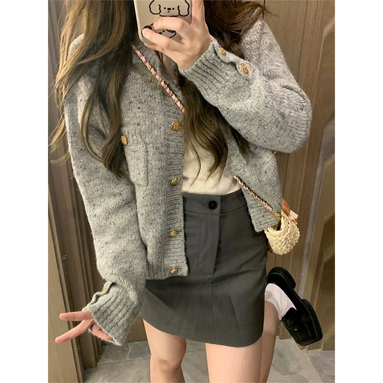 Áo Khoác cardigan Dệt Kim Tay Dài Dáng Rộng Mềm Mại Phong Cách retro Mùa Thu 2023