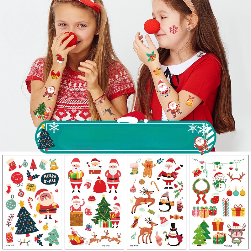 Set 16 Hình Xăm Dán Tạm Thời Chủ Đề Giáng Sinh