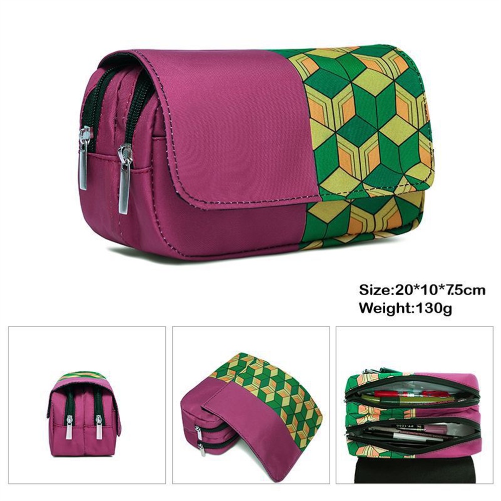 ⚡VẬN CHUYỂN NHANH CHÓNG⚡⚡ Túi đựng Bút Chì Anime Demon Slayer Kimetsu No Yaiba Sức Chứa Lớn Dây Kéo đôi Bằng Vải Canvas Hộp Bút Chì Ví Túi đựng Hộp đựng Văn Phòng