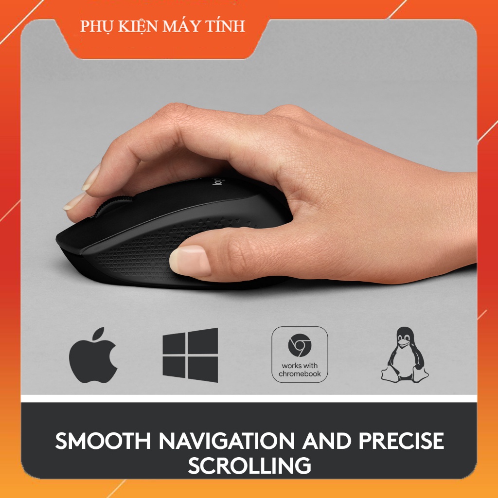 Chuột không dây Logitech M330 Silent Plus - Giảm ồn, USB, thuận tay phải, PC/ Laptop