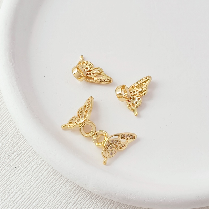Một Cặp Vòng Tay Mạ Vàng 14k Đính Đá Zircon Hình Cánh Bướm Nhiều Màu Sắc