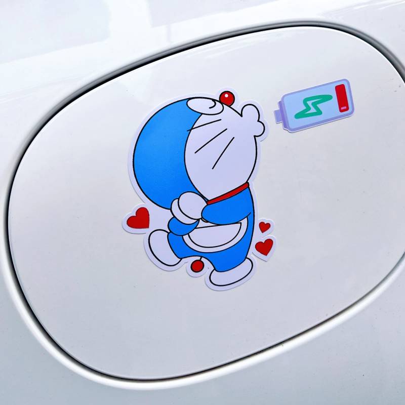 Fuel Tank Cap Bumper Stickers 95 92 Diesel Creative Personal Cute Doraemon Fuel Tank Cover Pokonyan Automobile Sticker Bumper Stickers Paper jYWP
