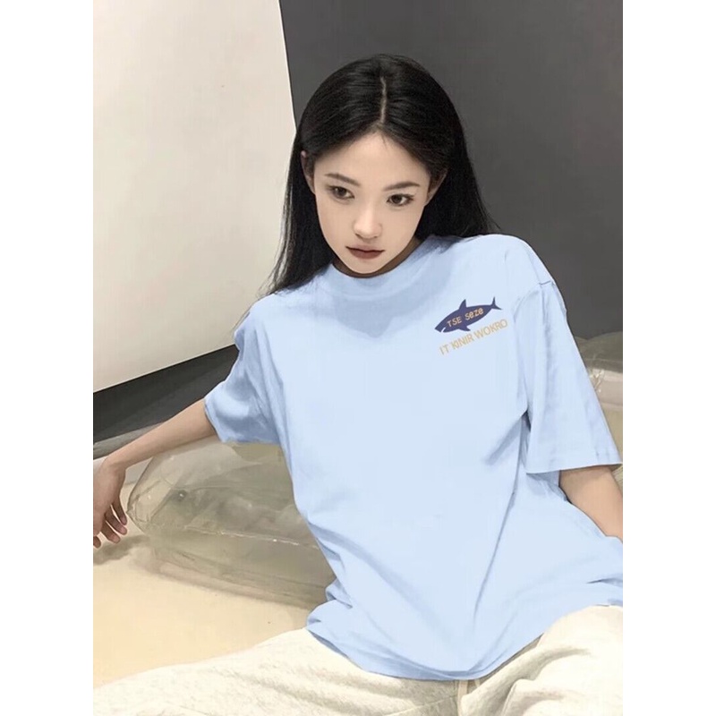 HIIXIIVI Áo Thun 100% cotton Tay Ngắn Dáng Rộng Phong Cách Hàn Quốc Thời Trang Cho Nữ