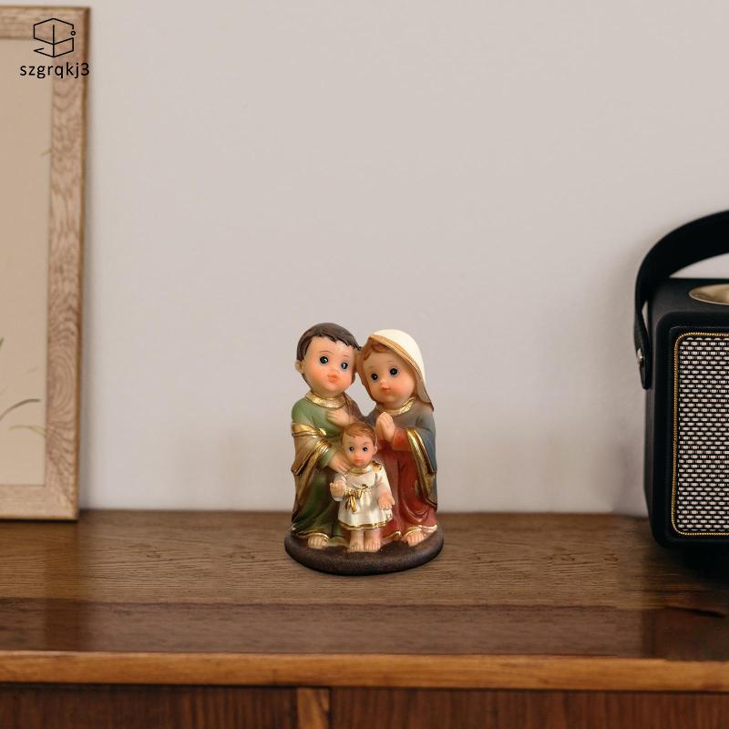 Tượng Nhựa resin Hình Tượng Gia Đình mary Steven Để Bàn Văn Phòng
