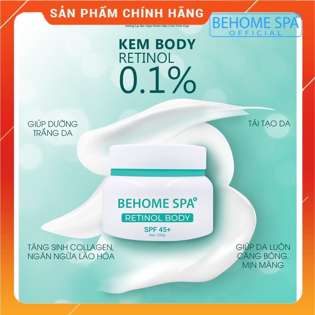 KEM BODY RETINOL 0.1% – CÔNG NGHỆ LÀM TRẮNG MỚI tăng sinh collagen, ngăn ngừa lão hóa da, da luôn căng bóng mịn màng.