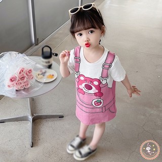 Áo thun tay ngắn giả hai lớp thoải mái đơn giản dành cho bé gái mới