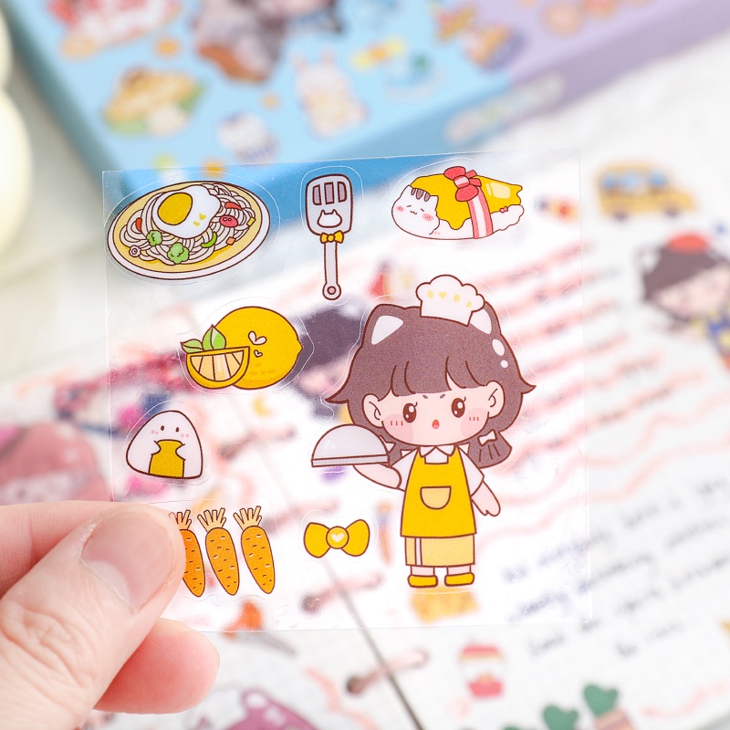 - Nhãn dán sticker 100 tờ dễ thương cho bé, nhãn dán dễ thương, đồ văn phòng phẩm