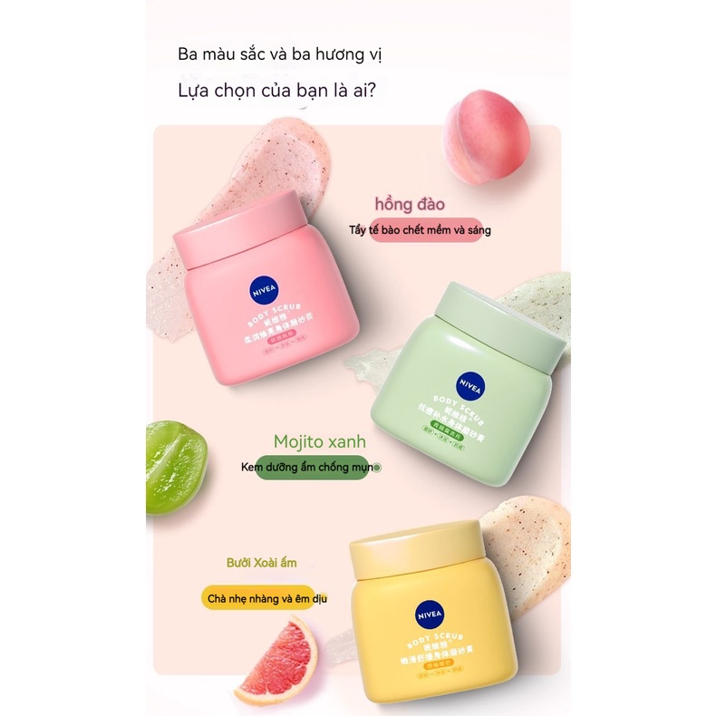 Nivea Đậu khấu Scrub Hydrating Nhẹ nhàng tẩy tế bào chết cơ thể trẻ hóa Bath Scrub