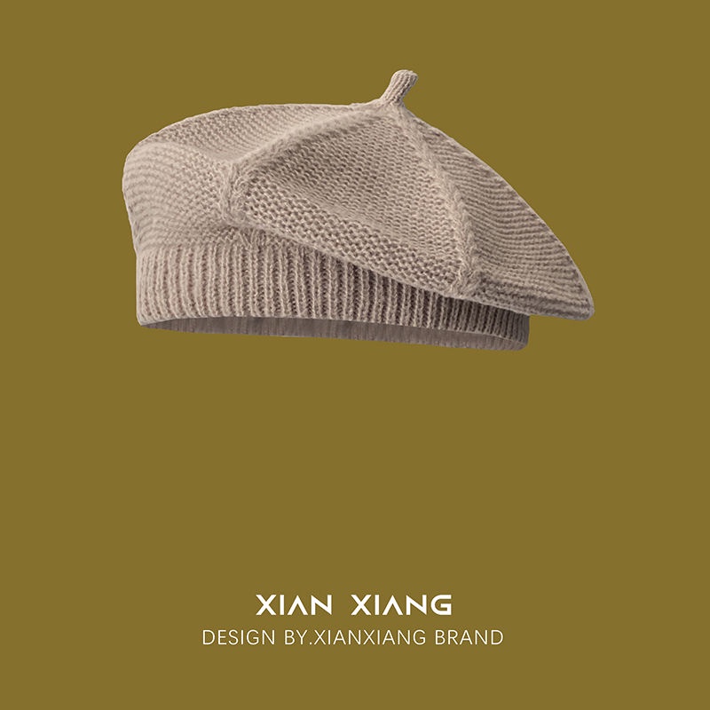 Mũ Nồi Dệt Kim Màu Trơn Kiểu Họa Sĩ Nhật Bản Ngọt Ngào Dễ Phối Đồ Thời Trang Thu Đông Cho Nữ