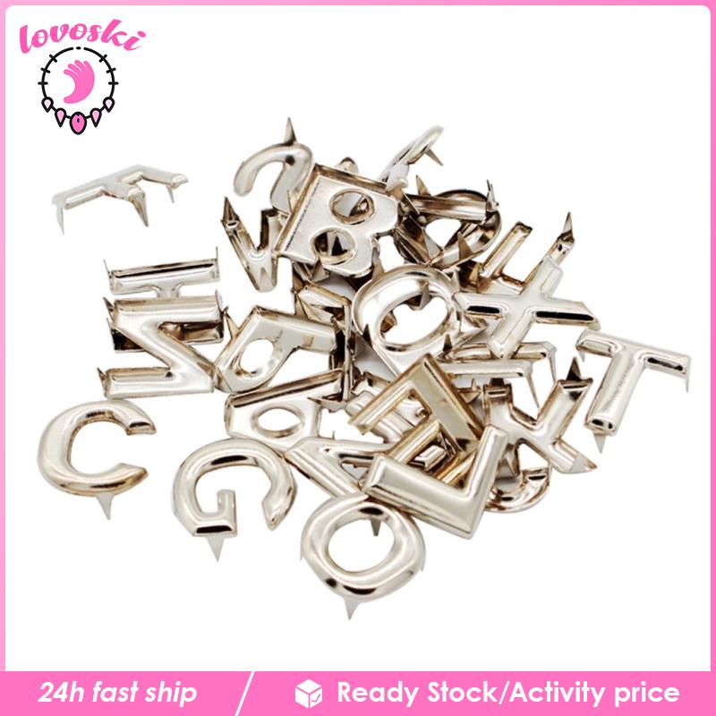 Set 26 Đinh Tán Kim Loại Hình Chữ Cái Dùng Để Trang Trí Đồ Da / Mũ / Túi Xách