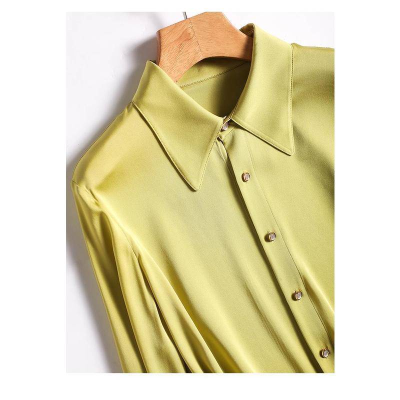 Áo Sơ Mi Nữ Tay Dài Dáng Rộng Giả Lụa Cao Cấp Phong Cách Mới