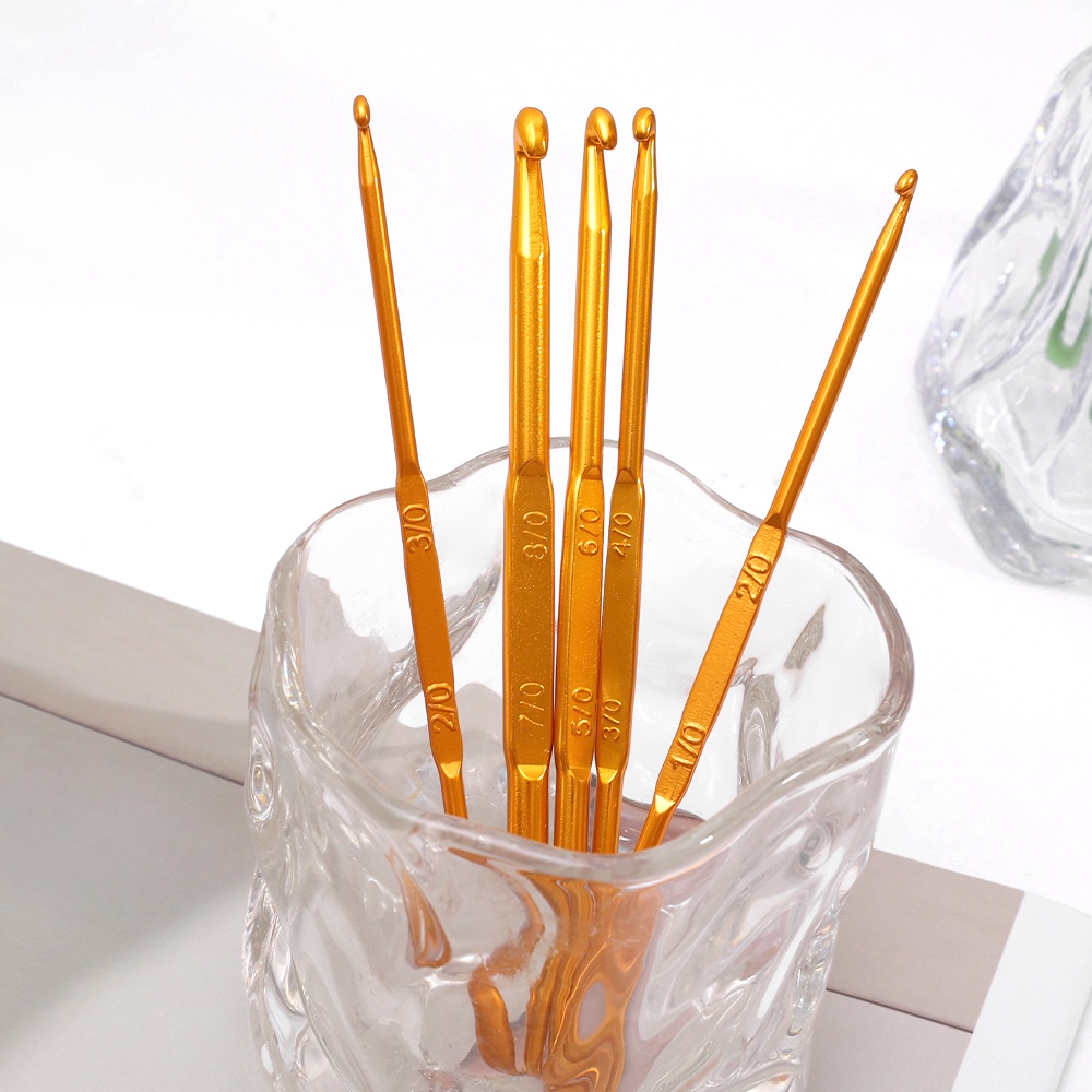 Móc Đan Len Bằng Nhôm Mạ Vàng 2.5 / 3 / 3.5 / 4 / 4.5 / 5 / 5.5 / 6mm