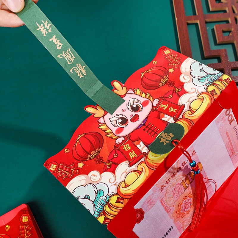 Bao Lì Xì Màu Đỏ May Mắn / Bao Lì Xì Gài Năm Mới / 2024 Phong Cách Truyền Thống Trung Quốc / Lễ Hội Mùa Xuân hongbao