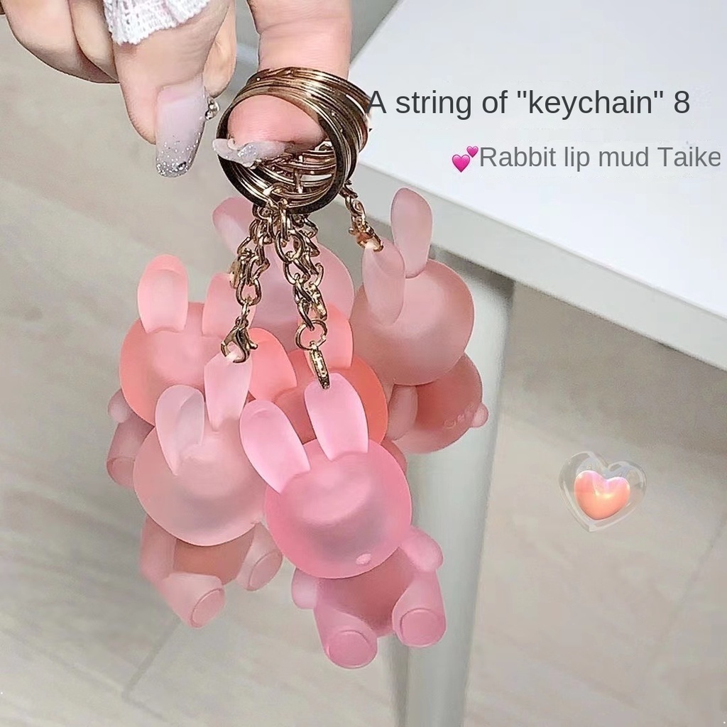 Ge Son Môi Dưỡng Ẩm Màu Lì Có Móc Khóa Thỏ Gấu Dễ Thương