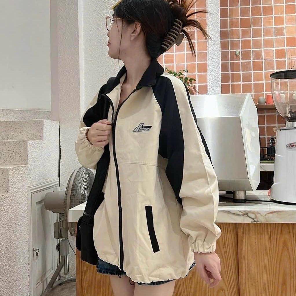 Áo khoác dù mero 2 lớp cổ bẻ thêu chữ phối màu ad650 unisex ulzzang nam nữ
