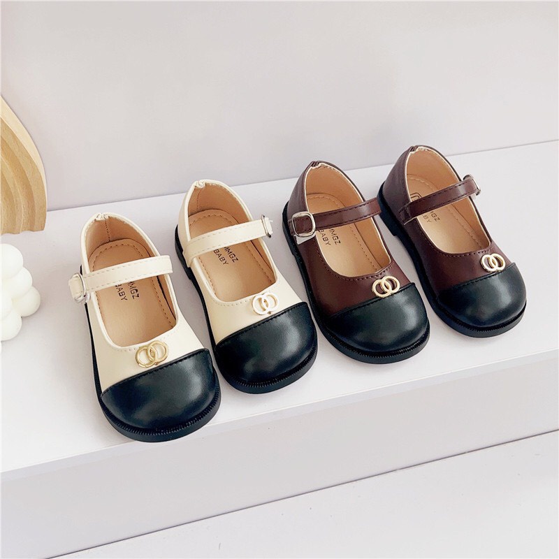 Giầy búp bê Mary Jane đính lồng hai vòng tròn cho bé gái - giầy công chúa phong cách cổ đien cho bé BB V786