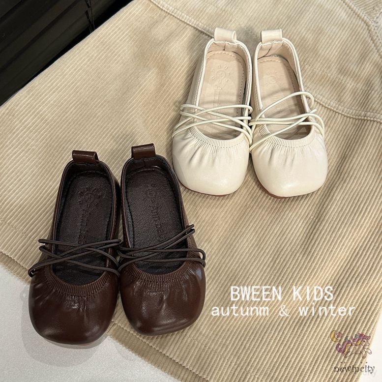 Giày Da Bít Mũi Chống Trượt Phong Cách Hàn Quốc Cho Bé Gái