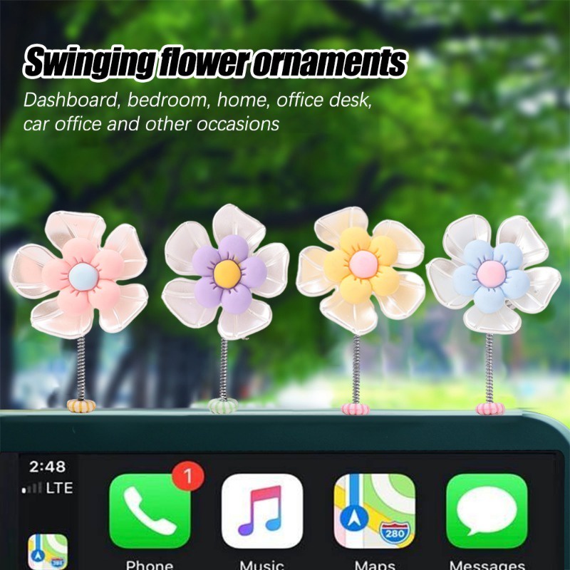 1 Bông Hoa Cúc Dại Tự Dính Trang Trí Bảng Điều Khiển Xe Hơi Dễ Thương Sáng Tạo