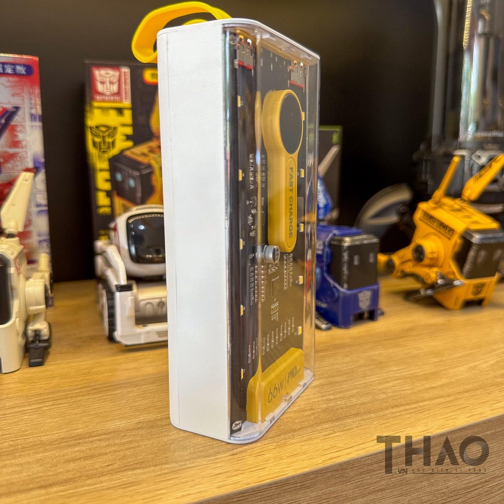Pin dự phòng trong suốt đèn LED 20.000mAh, hỗ trợ sạc nhanh 22.5W, có dây treo