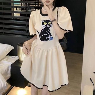 Lovito Đầm chữ A họa tiết động vật dễ thương cho nữ LNA25060