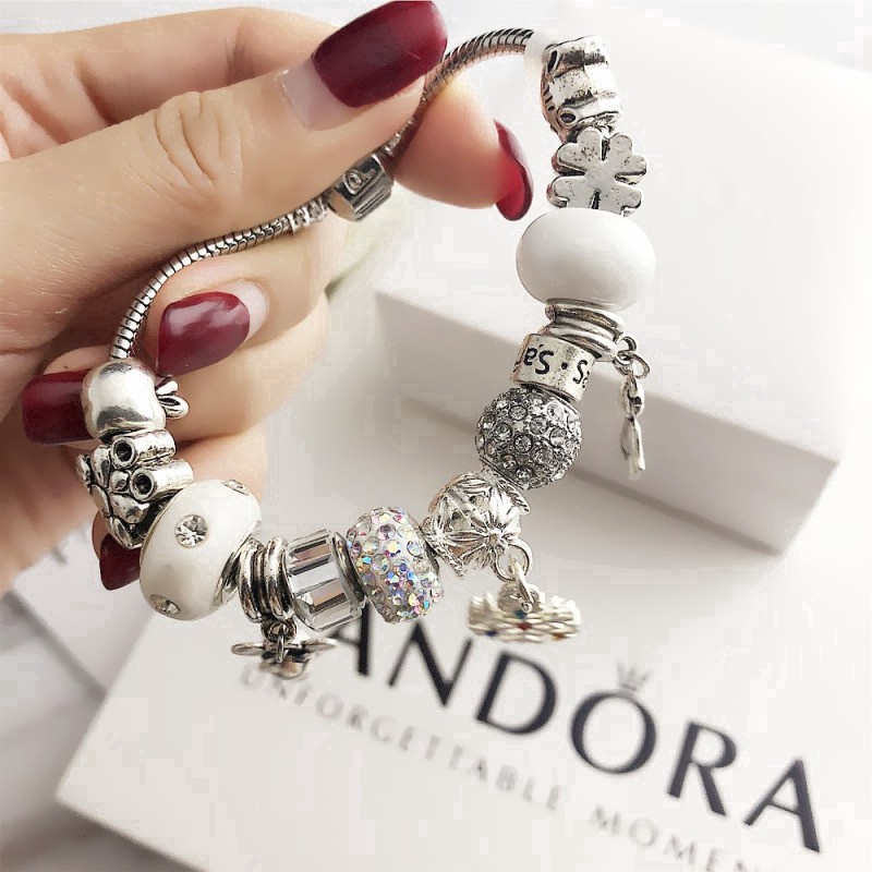 Vòng Tay pandora Mạ Bạc 25cm Thời Trang Cho Nữ