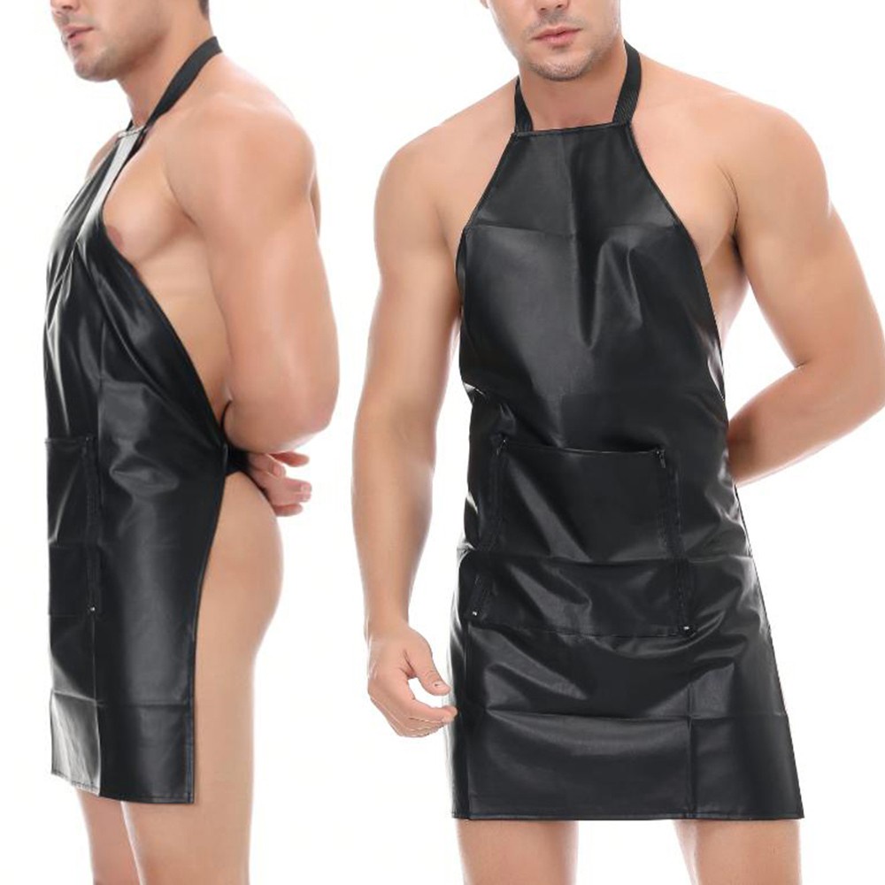 Tạp Dề Da pu mini Lưng Thấp Thoải Mái Có Túi Tiện Dụng Cho Nam