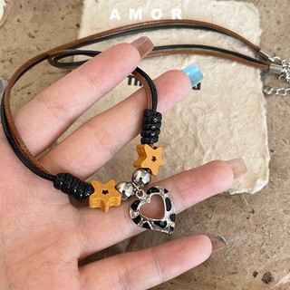 Vòng cổ da mặt ngôi sao trái tim phong cách hip hop cá tính y2k