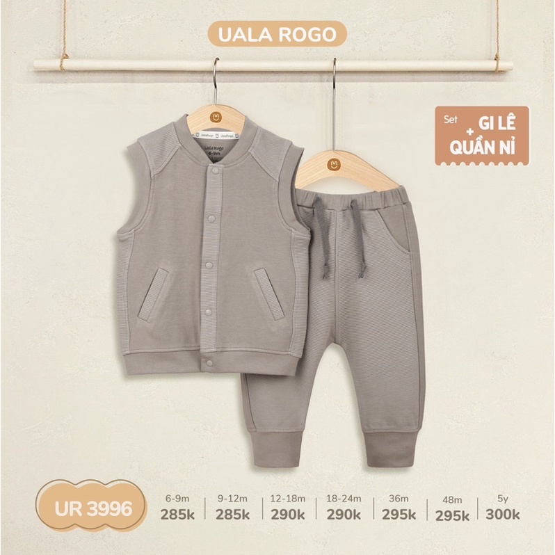 Uala rogo Set gi lê kèm quần nỉ thời trang cho bé trai gái