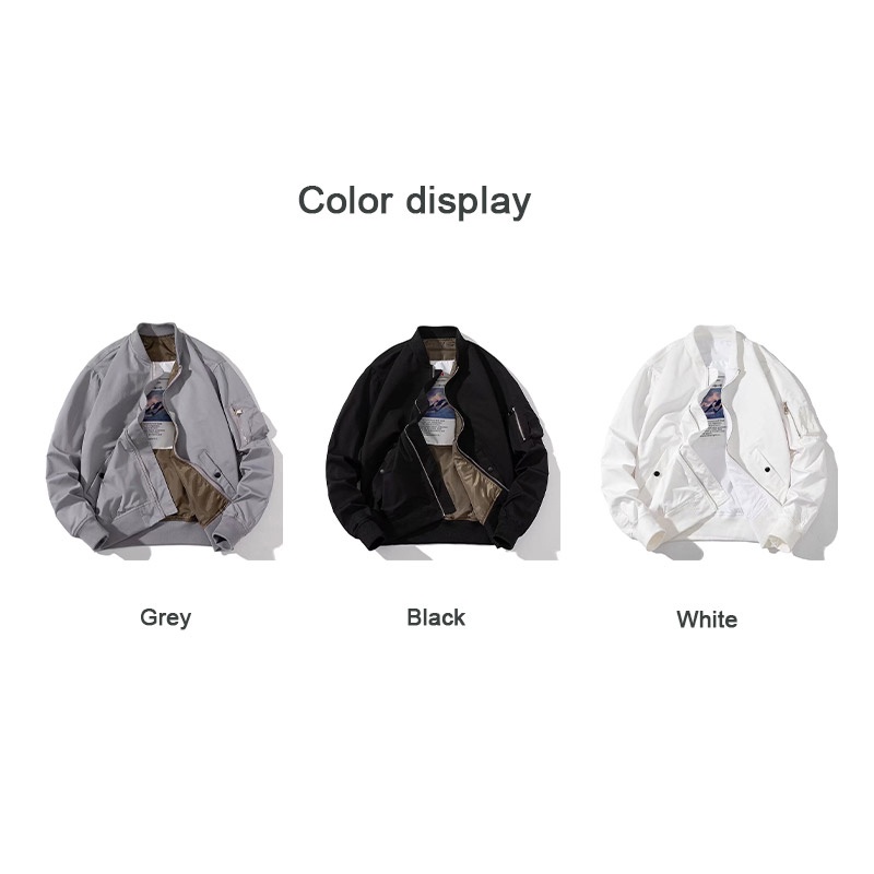 Áo Khoác bomber cotton Dáng Rộng Màu Sắc Đơn Giản Cho Cặp Đôi