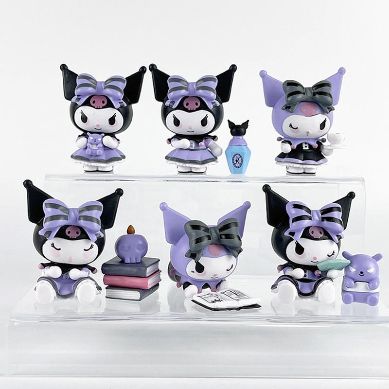 SANRIO Set 6 Mô Hình Đồ Chơi Nhân Vật Hoạt Hình kuromi kuromi q