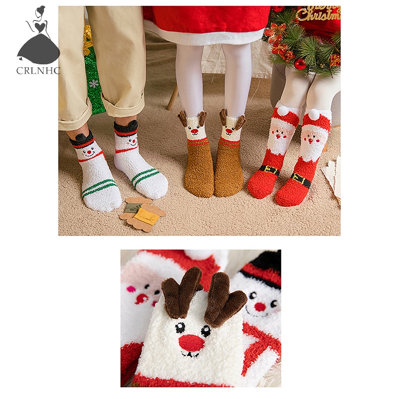 Crlnhc Vớ Lông Cừu San Hô Giữ Ấm Mùa Đông Hình Tuần Lộc Hoạt Hình Dễ Thương vn