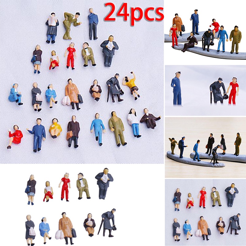 Set 24 Mô Hình Người Bằng Nhựa Nhiều Màu Sắc Dùng Trang Trí